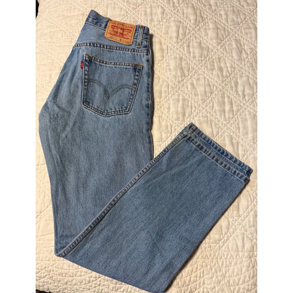 Levi's 505 Regular Fit Jeans Mens 30x32 Light Wash Blue Straight Leg Denim